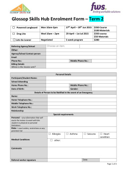Glossop Skills Hub Enrolment Form &ndash; Term 2