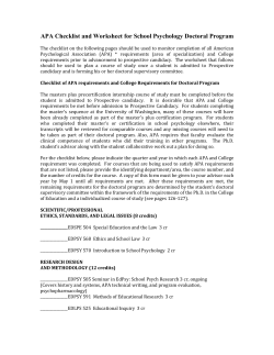 School Psychology APA Checklist and Worksheet