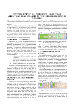 INTENSITY RAMP-UP: 2011 experience