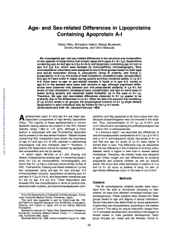 and Sex-related Differences in Lipoproteins Containing Apoprotein AI