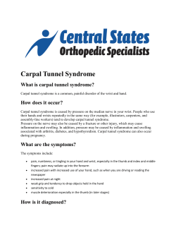 Carpal Tunnel Syndrome - Glaser Sports Medicine