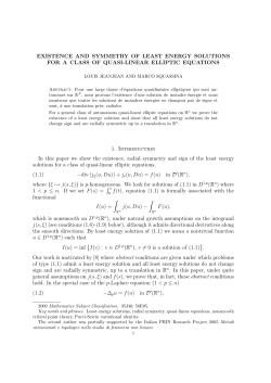 Existence and symmetry of least energy solutions for a class of quasi