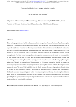 The monoplastidic bottleneck in algae and plant evolution