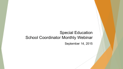 Special Education School Coordinator Monthly Webinar