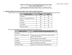 1. Cognitive testing involved examination of the various cognitive