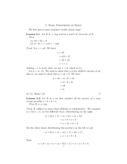 2. Basic Properties of Rings We first prove some standard results