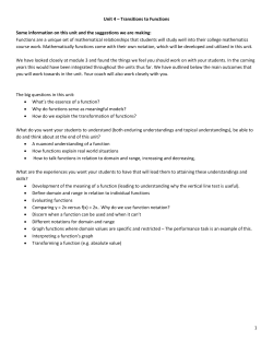 Unit 4 – Transitions to Functions