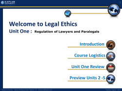 Legal Ethics Unit One Seminar