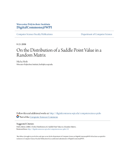 On the Distribution of a Saddle Point Value in a Random Matrix