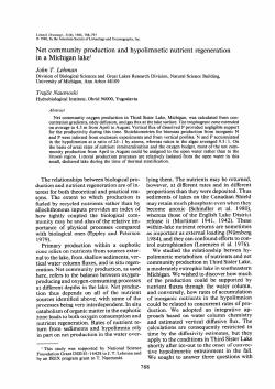 Net community production and hypolimnetic nutrient regeneration in