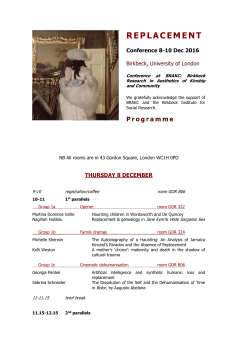 conference Programme - Birkbeck Research in Aesthetics of Kinship