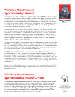 Sportsmanship Award Sportsmanship Award Criteria