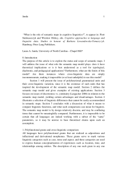 Janda 1 &ldquo;What is the role of semantic maps in cognitive linguistics