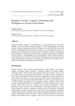 Romantic Tourists` Cognitive Dissonance and Willingness to Revisit