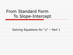 From Standard Form To Slope