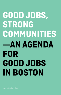 An AGendA for Good Jobs in boston
