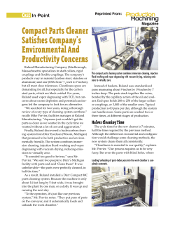 Compact Parts Cleaner Satisfies Company`s Environmental