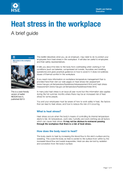 Heat stress in the workplace: A brief guide INDG451