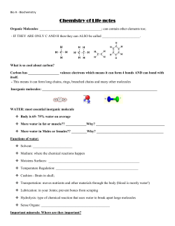 Chemistry of Life notes