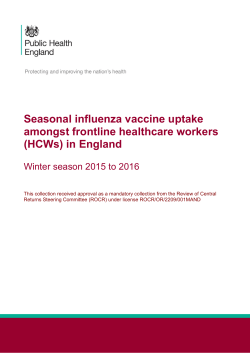 Seasonal influenza vaccine uptake amongst frontline