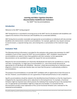 Learning and Other Cognitive Disorders Documentation Guidelines