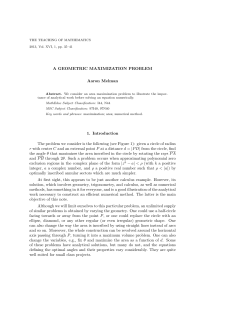 A GEOMETRIC MAXIMIZATION PROBLEM Aaron Melman 1