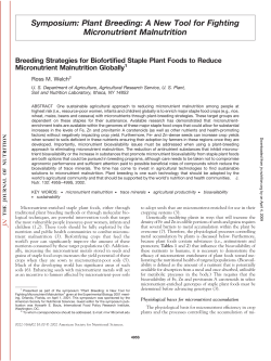 Symposium: Plant Breeding: A New Tool for Fighting Micronutrient