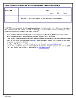 Susac Syndrome Cognitive Assessment (SAGE
