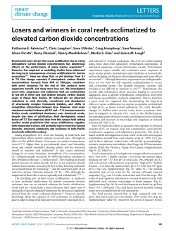 Losers and winners in coral reefs acclimatized to elevated carbon