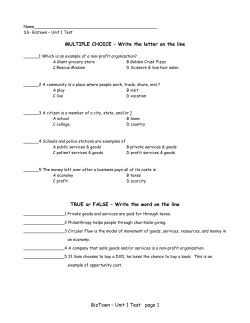 BizTown &ndash; Unit 1 Test page 1 MULTIPLE CHOICE &ndash; Write the letter