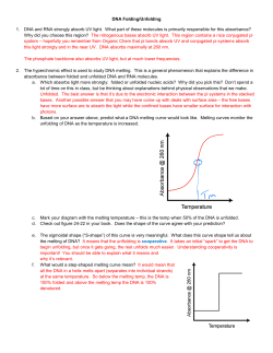 DNA Folding/Unfolding 1. DNA and RNA strongly absorb UV light