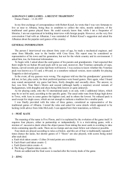 ALBANIAN CARD GAMES - A RECENT TRADITION? Franco Pratesi