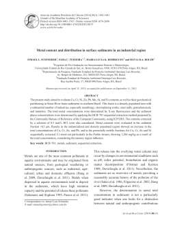Metal content and distribution in surface sediments in