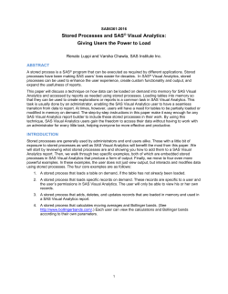 Stored Processes and SAS&reg; Visual Analytics