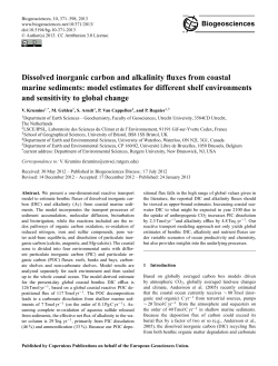Dissolved inorganic carbon and alkalinity fluxes from