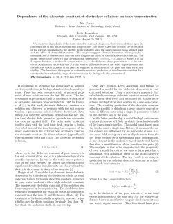 Dependence of the dielectric constant of electrolyte
