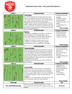 Clarkstown Soccer Club &ndash; U8 Lesson Plan Week 12