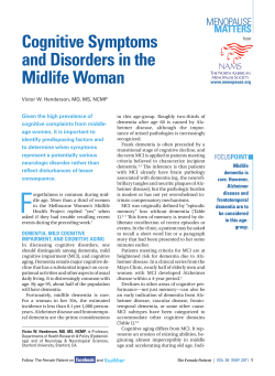 Cognitive Symptoms and Disorders in the Midlife Woman