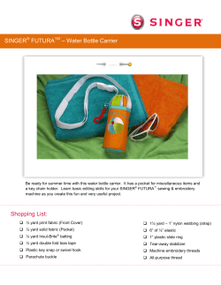 SINGER FUTURA &ndash; Water Bottle Carrier Shopping List:
