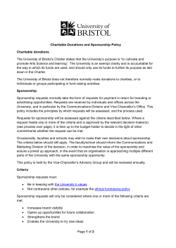 Charitable donations and sponsorship policy