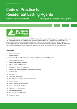 Code of practice for Letting Agents
