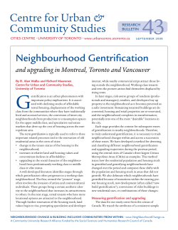 Neighbourhood Gentrification and Upgrading in Montreal, Toronto