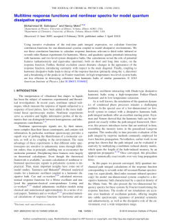 Multitime response functions and nonlinear spectra for model