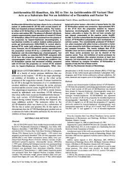 Antithrombin-111-Hamilton, Ala 382 to Thr: An