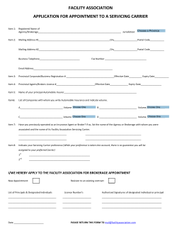 Application by Broker for Appointment to a Servicing Carrier