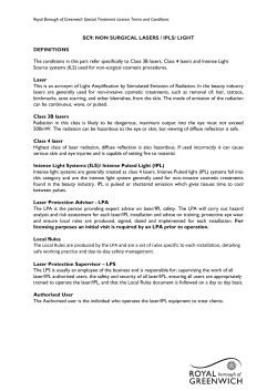 SC9: NON SURGICAL LASERS / IPLS/ LIGHT DEFINITIONS The