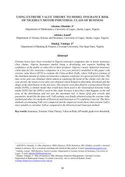 USING EXTREME VALUE THEORY TO MODEL INSURANCE RISK