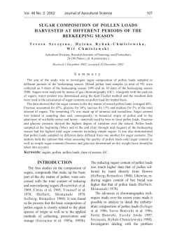 sugar composition of pollen loads harvested at different periods of