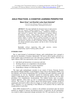 AGILE PRACTICES: A COGNITIVE LEARNING PERSPECTIVE