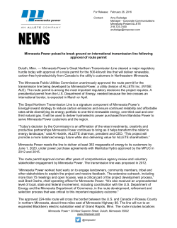 FERC Order - Minnesota Power